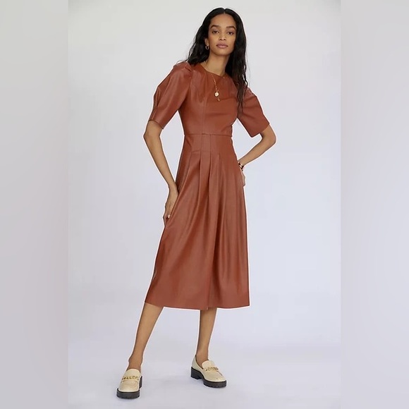 En Saison Dresses & Skirts - En saison vegan leather midi dress